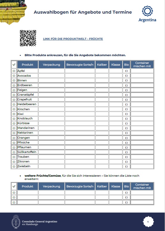 Auswahlbogen Früchte